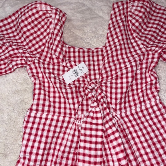 LOFT Red and White Gingham Dress - Picture 5 of 7